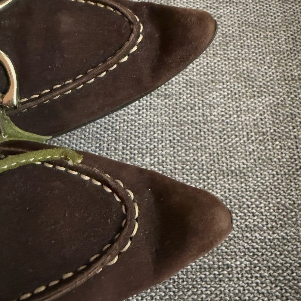 Women’s Diane B Milano Suede Green Brown Shoes Vintage Italy 38.5 Used - Picture 14 of 15
